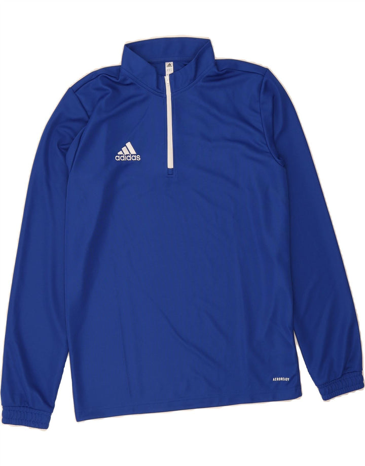 ADIDAS Mens Aeroready Zip Neck Pullover Tracksuit Top Medium Blue Vintage Adidas and Second-Hand Adidas from Messina Hembry 