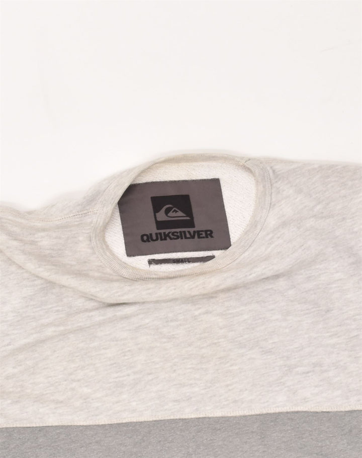 QUIKSILVER Mens Sweatshirt Jumper Small Grey Colourblock Cotton | Vintage Quiksilver | Thrift | Second-Hand Quiksilver | Used Clothing | Messina Hembry 