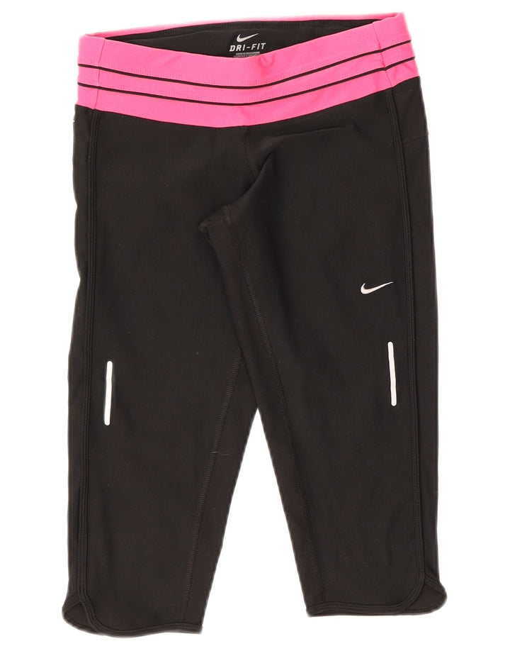 Nike Dame Dri Fit Capri Leggings UK 8 Small Black Colourblock