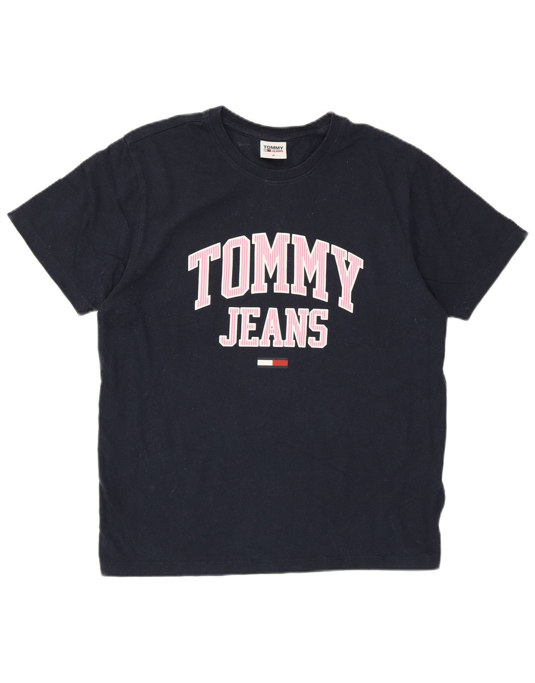 TOMMY HILFIGER Grafisk T-shirt top til kvinder UK 14 Mellem marineblå bomuld