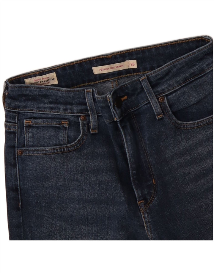 LEVI'S Dame 721 Skinny Jeans med høj talje W26 L30 Blå Bomuld