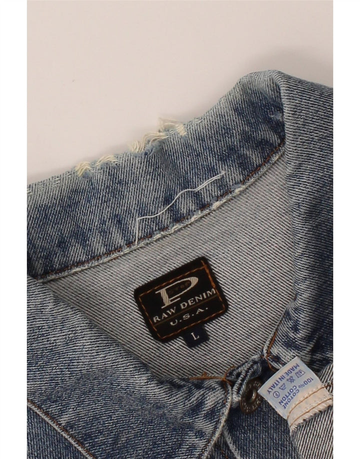 VINTAGE Womens Denim Jacket UK 16 Large Blue Cotton Vintage Vintage and Second-Hand Vintage from Messina Hembry 