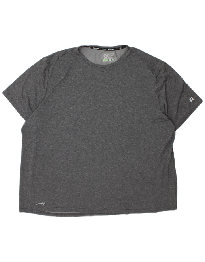 RUSSELL ATHLETIC Herre Dri-Power T-Shirt Top 3XL Grå Flecked Polyester