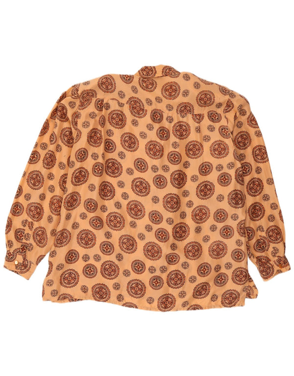 Vintage Dame Oversized Shirt Bluse UK 16 Large Orange Floral Silk
