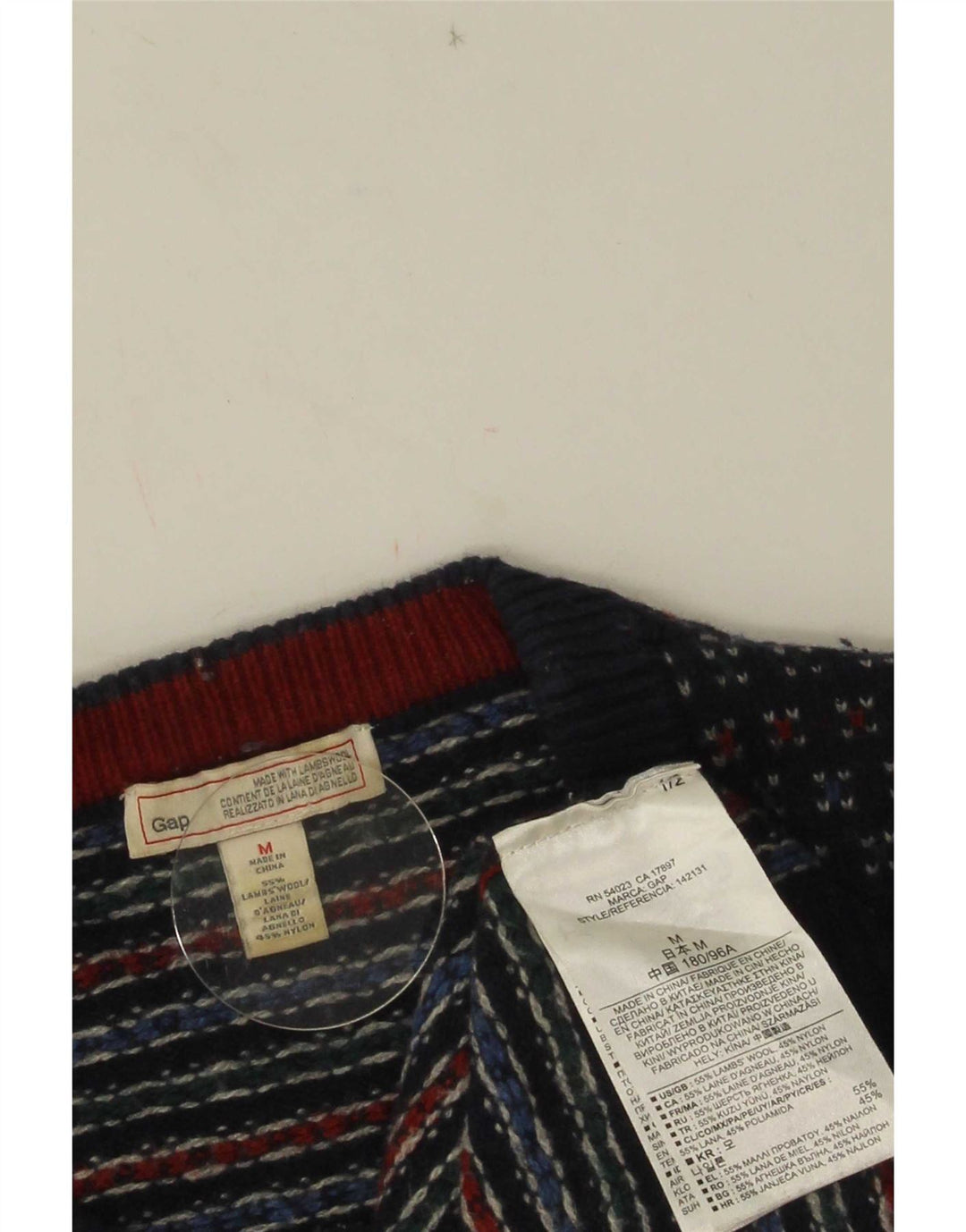 Gap Herre Crew Neck Jumper Sweater Medium Navy Blue Plettet Uld