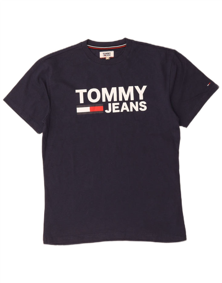 Tommy Hilfiger Herre grafisk T-shirt Top Medium Navyblå Bomuld