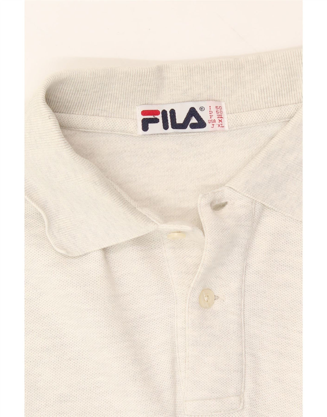 FILA Mens Long Sleeve Polo Shirt IT 50 Medium Grey Cotton Vintage Fila and Second-Hand Fila from Messina Hembry 