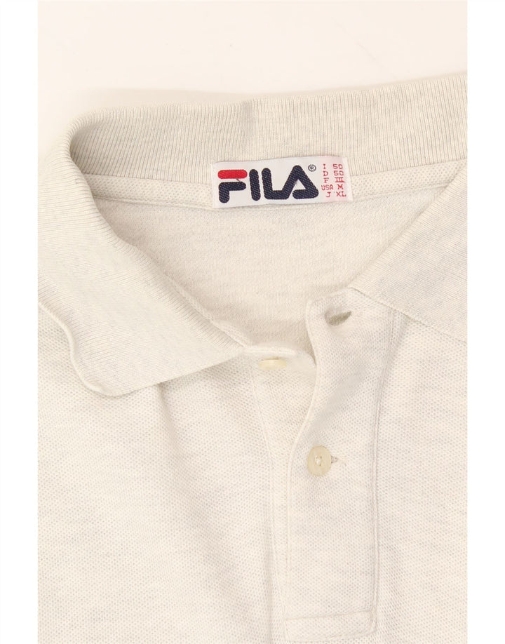 FILA Mens Long Sleeve Polo Shirt IT 50 Medium Grey Cotton Vintage Fila and Second-Hand Fila from Messina Hembry 