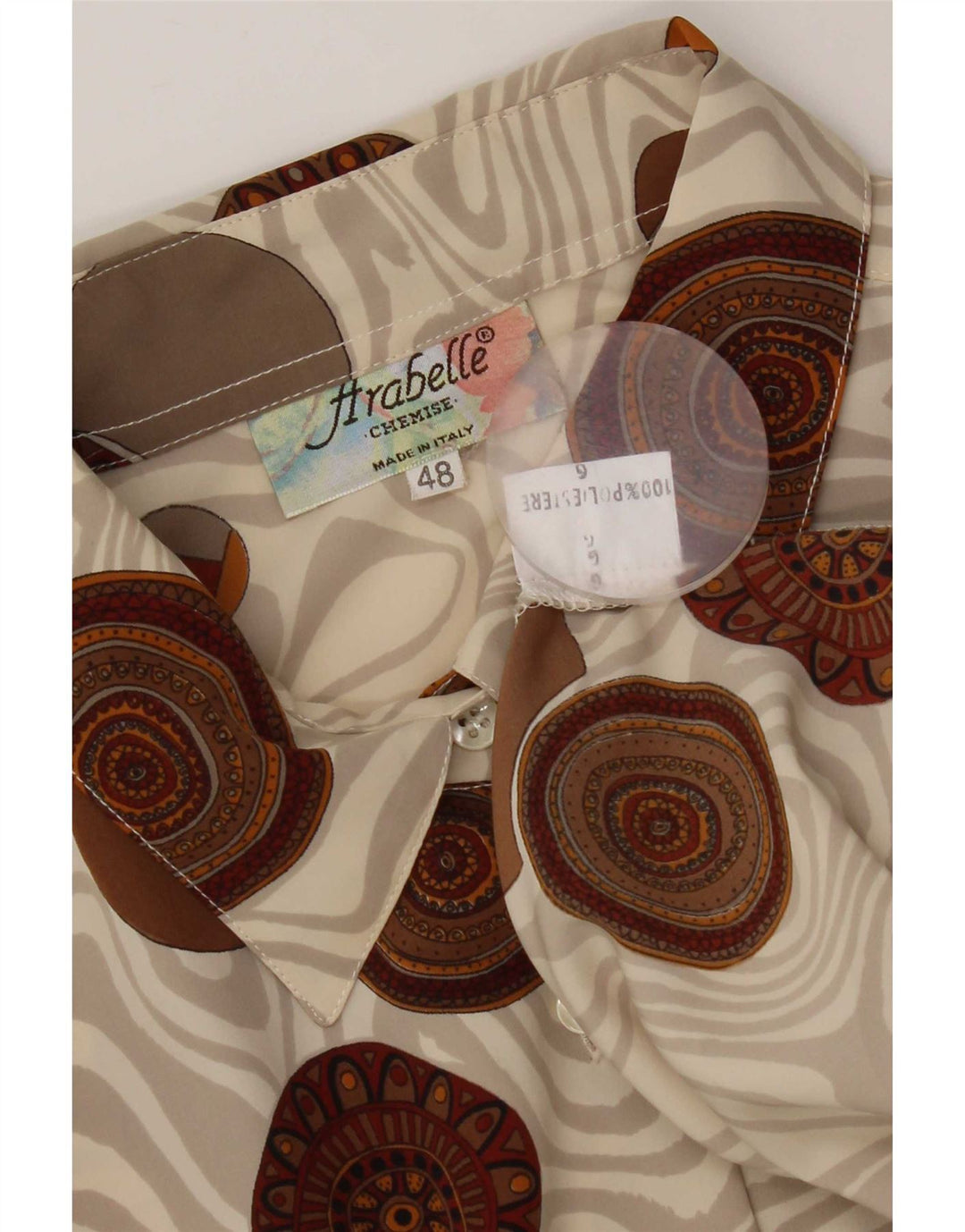 Vintage dameskjorte bluse IT 48 XL Flerfarvet geometrisk polyester