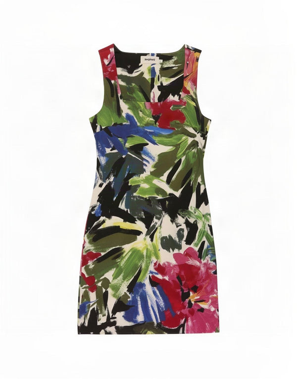 Desigual Kvinders Ærmeløs Skede Kjole UK 8 Small Multicolored Floral