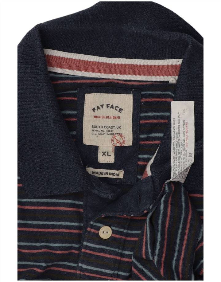 FAT FACE Poloshirt til mænd XL Navyblå stribet bomuld