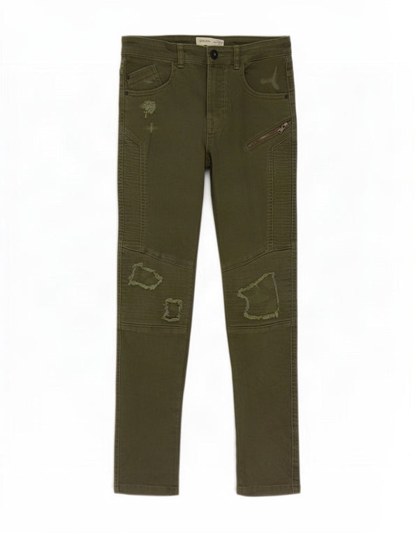 Zara Boys Distressed Slim Jeans 11-12 år W26 L27 Grøn