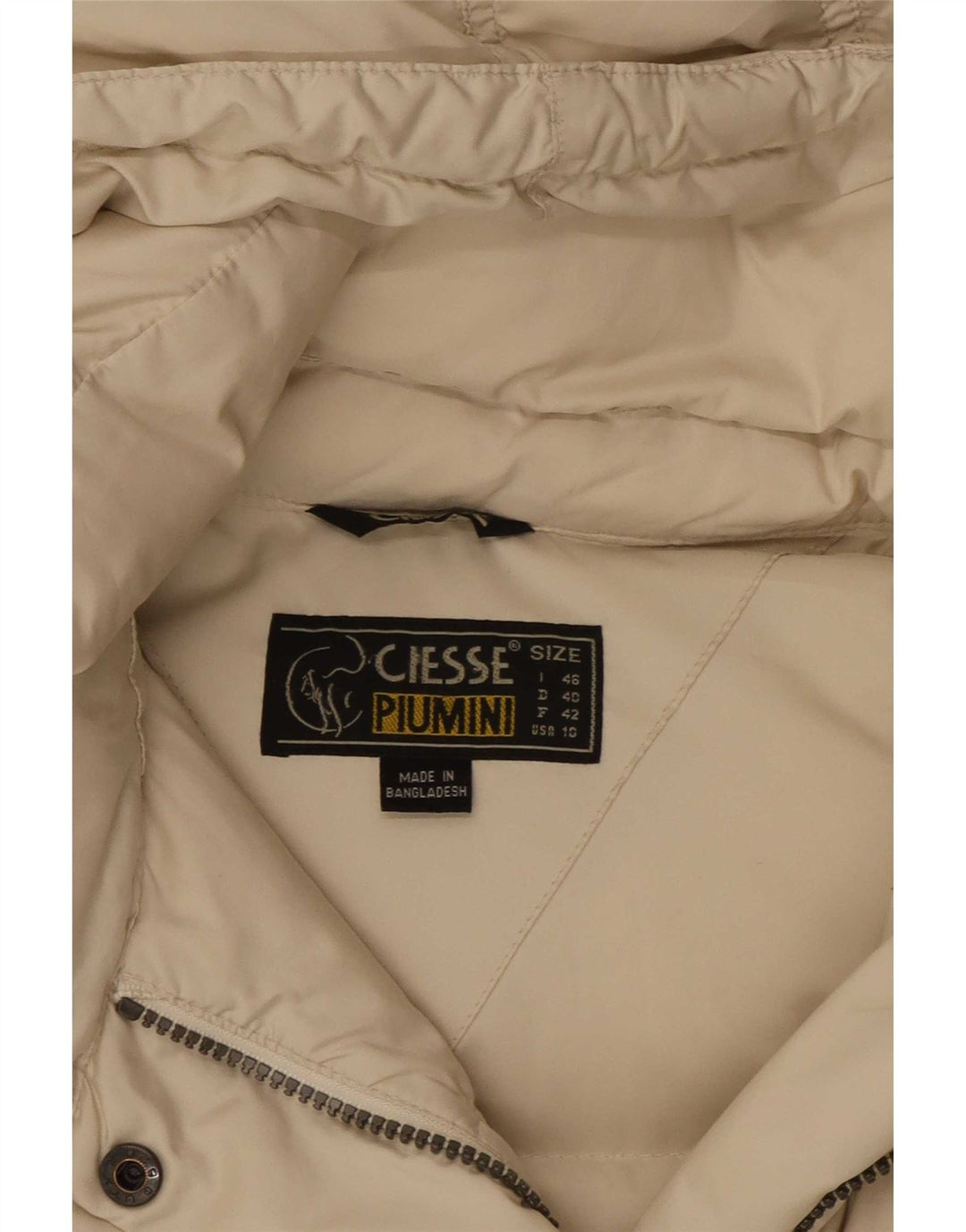Ciesse Piumini Dame Hooded Polstret Jakke IT 46 Large Off White Polyester