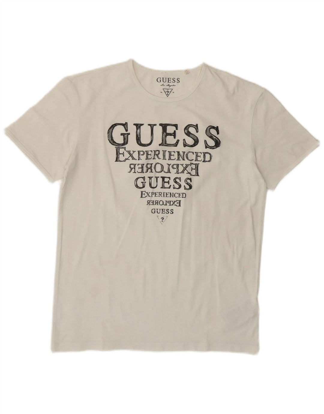 Guess Grafisk T-shirt top til kvinder EU 38 Mellem hvid bomuld Klassisk