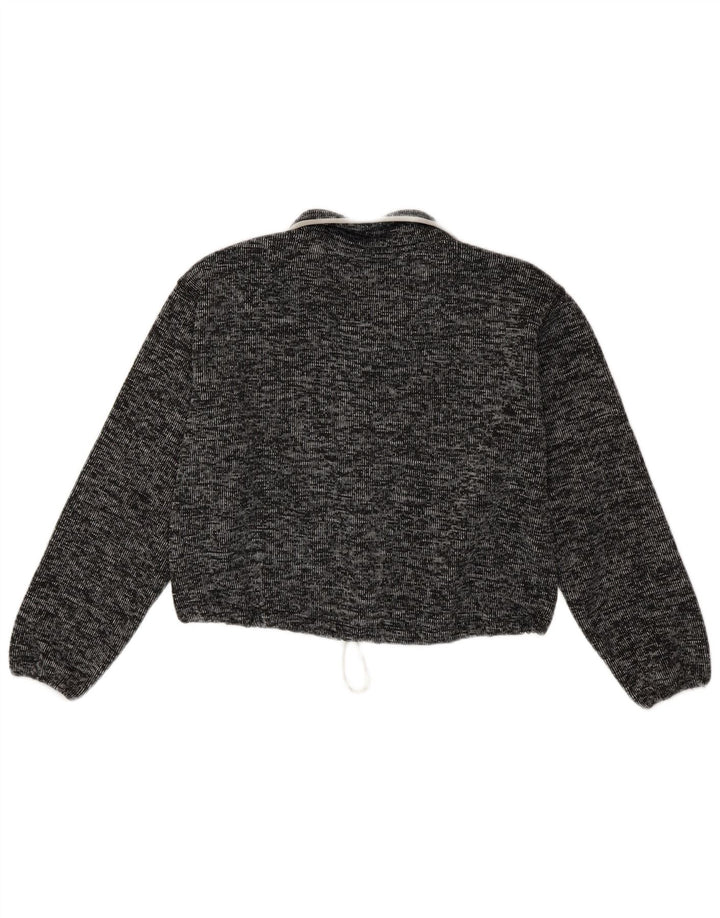 DKNY Womens Oversized Zip Neck Sweatshirt Jumper UK 10 Small Grey Flecked