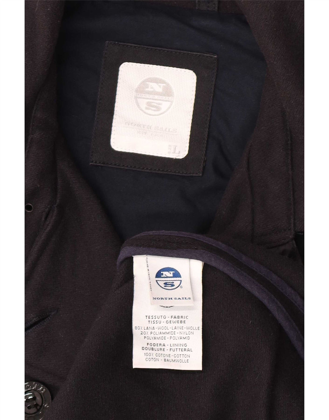 North Sails Womens Pea Coat UK 14 Large Navy Blue Wool Classic