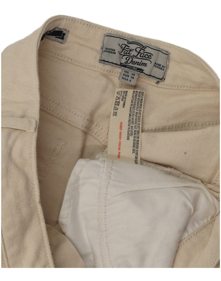 Fat Face Dame Denim Shorts UK 10 Small W30 Off White Bomuld