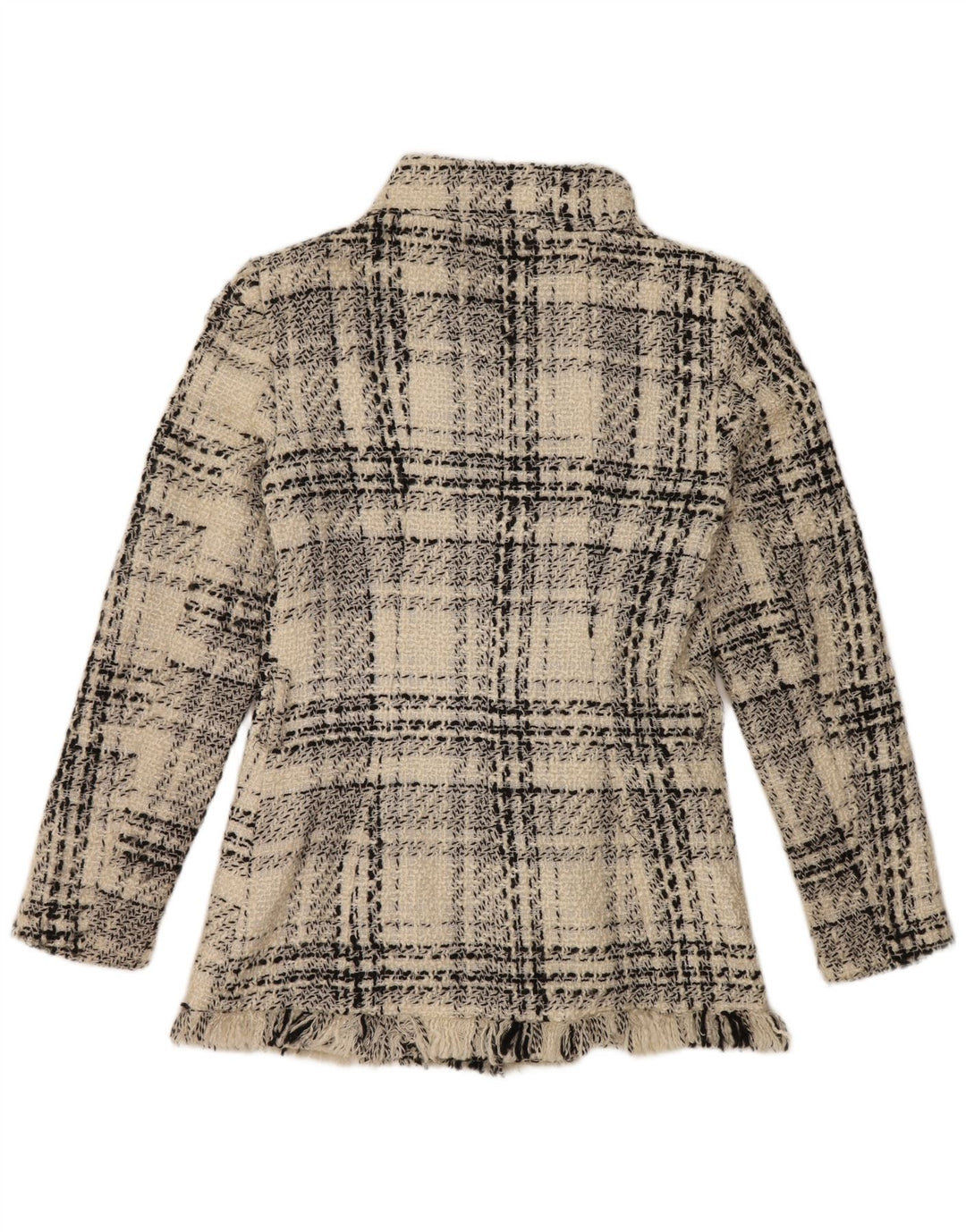Zara Dame Dobbeltradet jakke UK 10 Small White Check