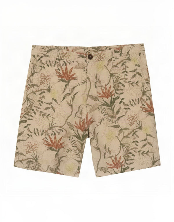 Zara Herre Chino Shorts EU 40 Medium W31 Beige Floral