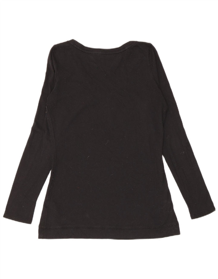 Tommy Hilfiger Dame Top Langærmet UK 12 Medium Sort Bomuld
