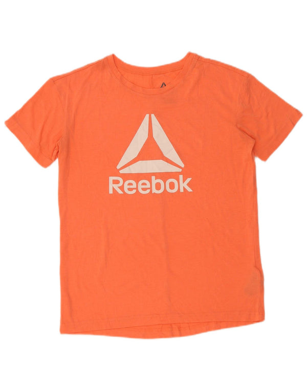 Reebok Womens Speedwick Oversized grafisk T-shirt top UK 8/10 Small Orange