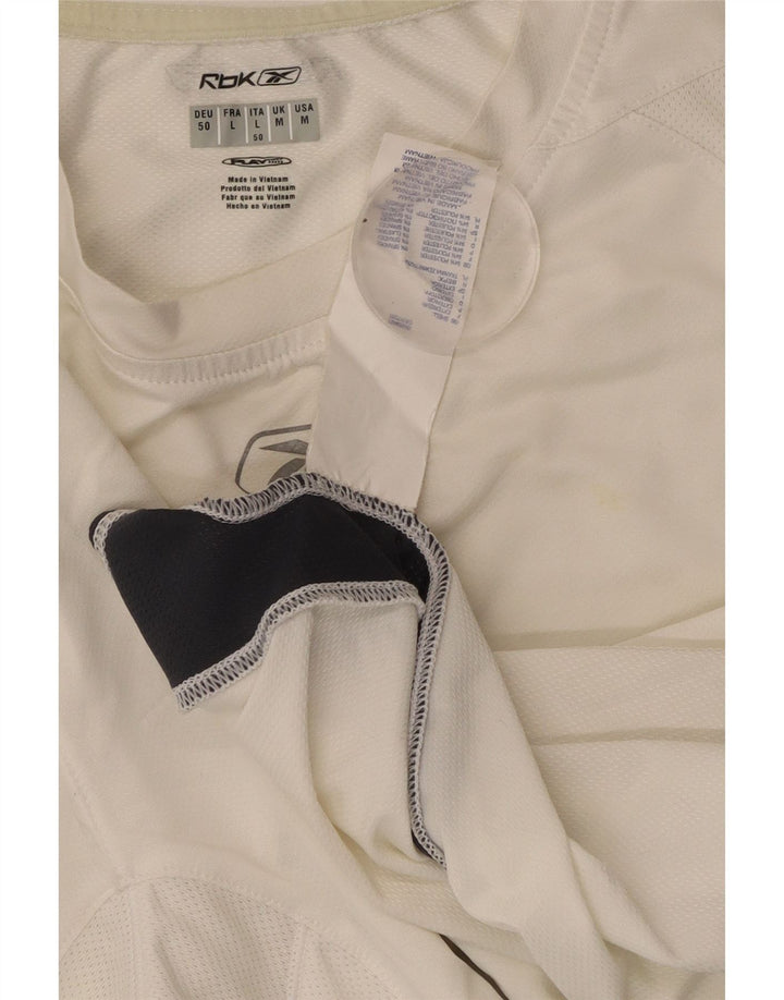 REEBOK Herre T-Shirt Top Medium White Colourblock Polyester