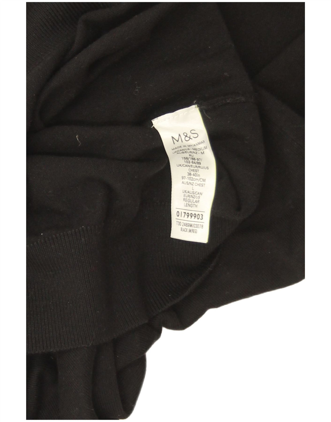 Marks & Spencer Dame Rullehals Sweater UK 14 Medium Sort Bomuld