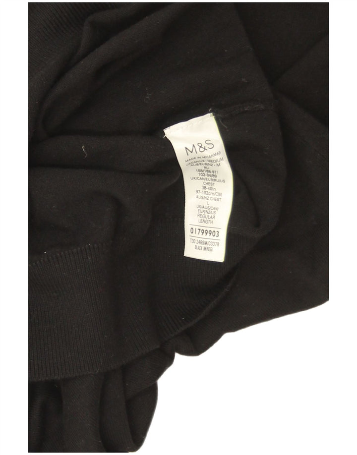 Marks & Spencer Dame Rullehals Sweater UK 14 Medium Sort Bomuld