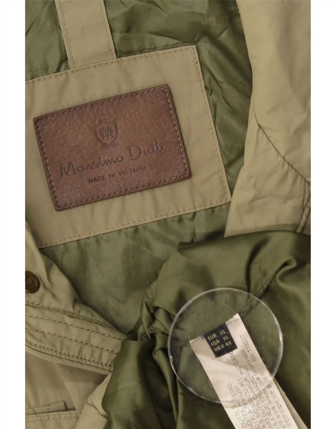 Massimo Dutti Herre Utility Jacket UK 42 XL Khaki Nylon