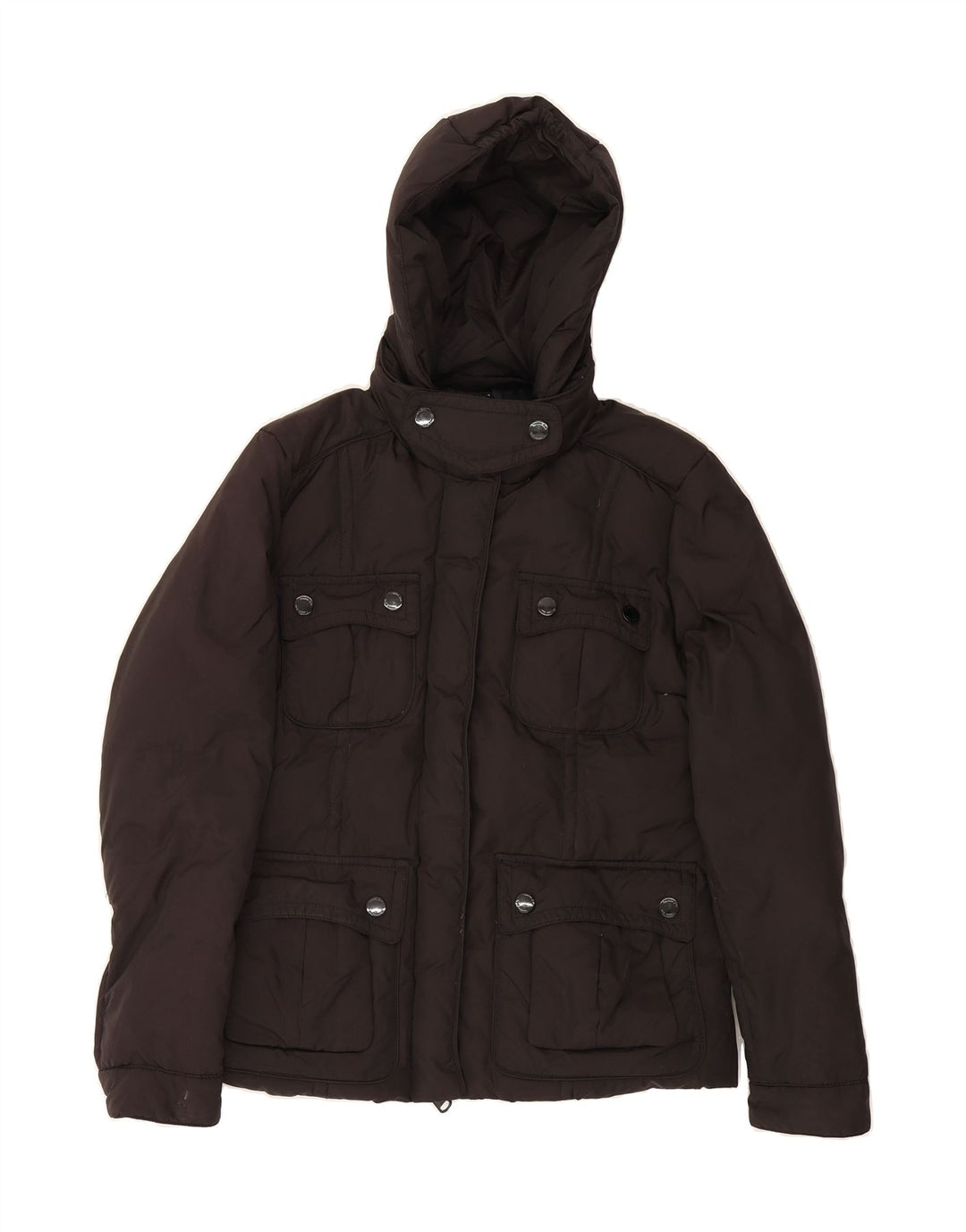 MASSIMO DUTTI Womens Hooded Padded Jacket UK 14 Medium Black Polyester Vintage Massimo Dutti and Second-Hand Massimo Dutti from Messina Hembry 