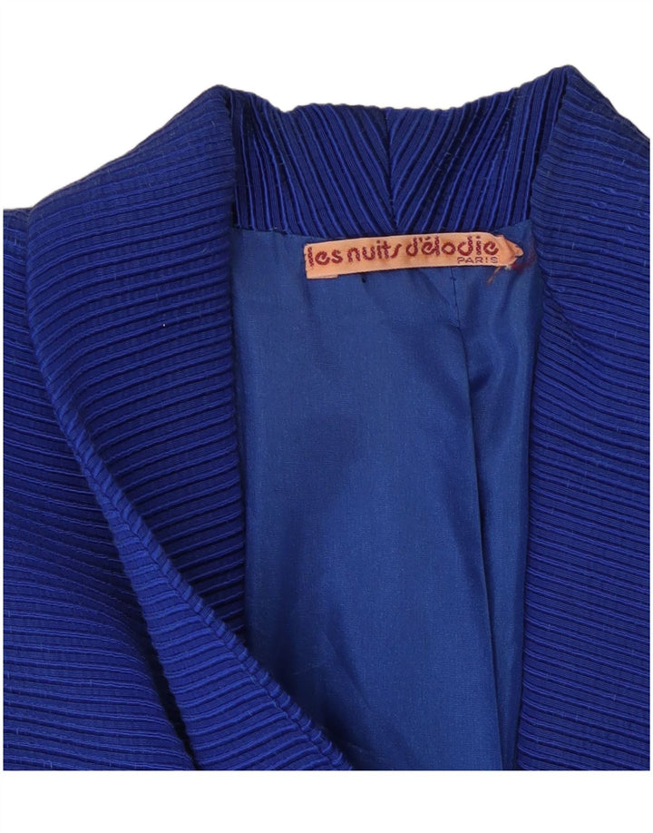 VINTAGE Dame Blazer Jacket UK 12 Medium Blue Pinstripe Bomuld