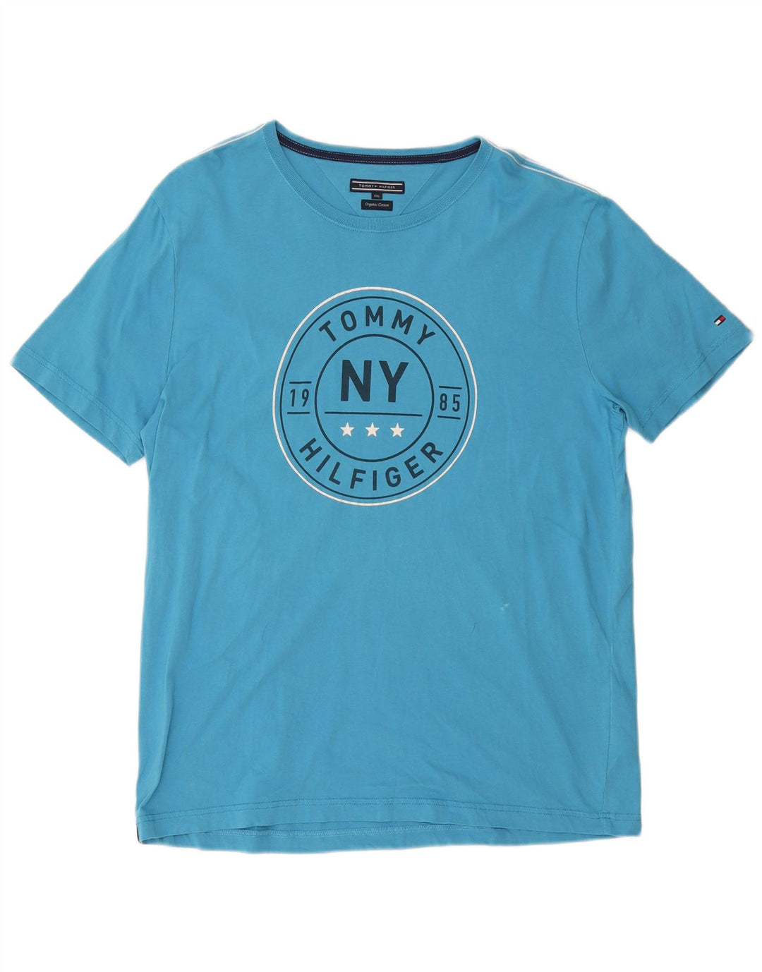 Tommy Hilfiger Herre Grafisk T-Shirt Top 2XL Blå Bomuld
