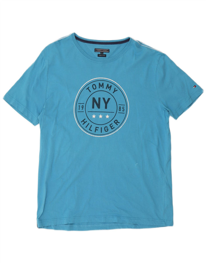Tommy Hilfiger Herre Grafisk T-Shirt Top 2XL Blå Bomuld