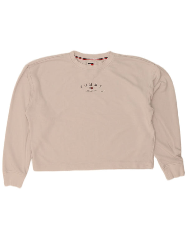 Tommy Hilfiger Dame Grafisk Oversized Sweatshirt Jumper UK 10 Small White