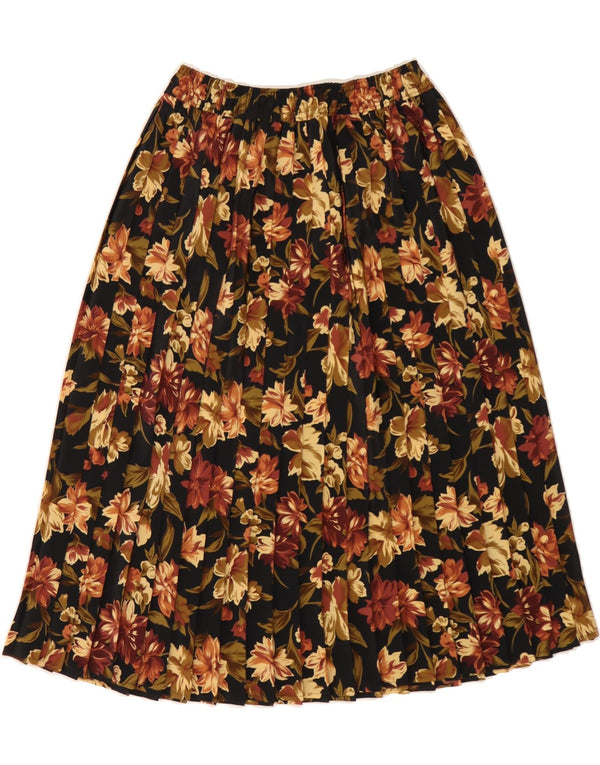 ST MICHAEL Kniv plisseret nederdel til kvinder UK 18 XL W36 Brun blomsterpolyester