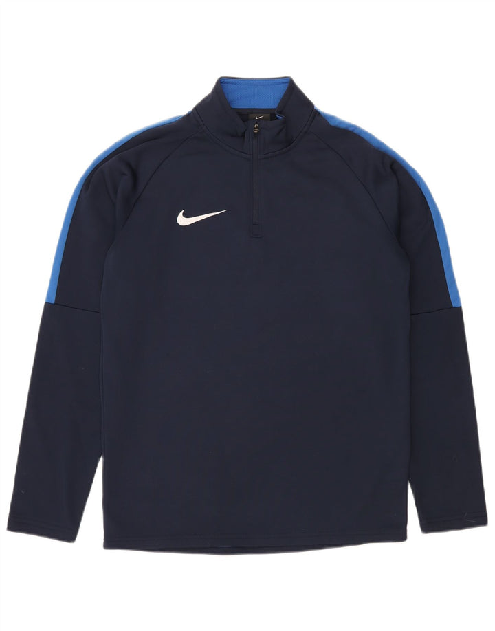 NIKE Herre Dri Fit Pullover Træningsdragt Top Lille Marineblå Colourblock