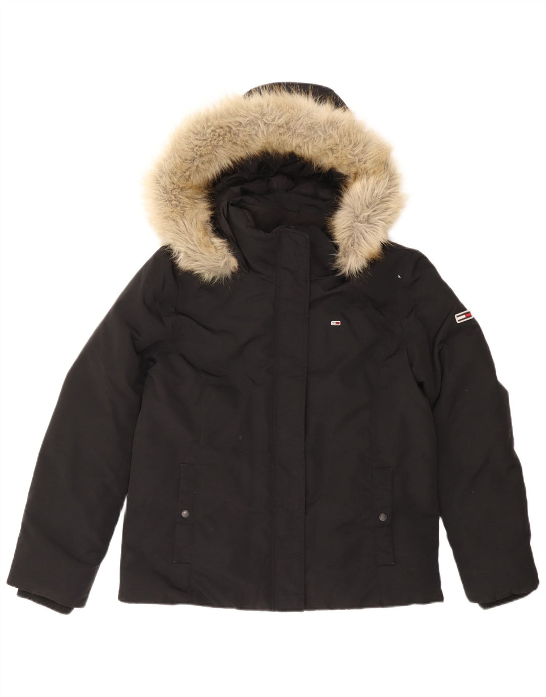 Tommy Hilfiger Dame Hætte Polstret Jakke UK 16 Stor Sort Polyamid