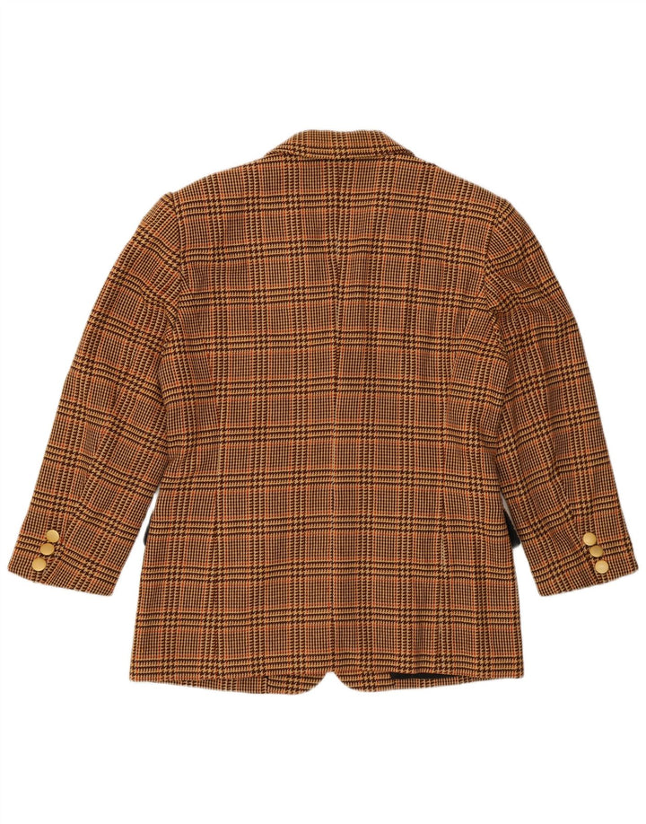 Vintage dame 3/4 ærmet blazerjakke IT 44 Medium Brown Houndstooth