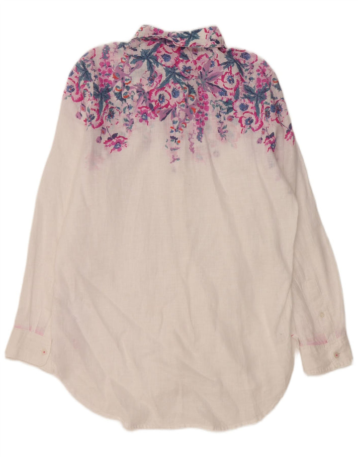 Joules Dame Oversized Shirt UK 8 Small White Floral Linen