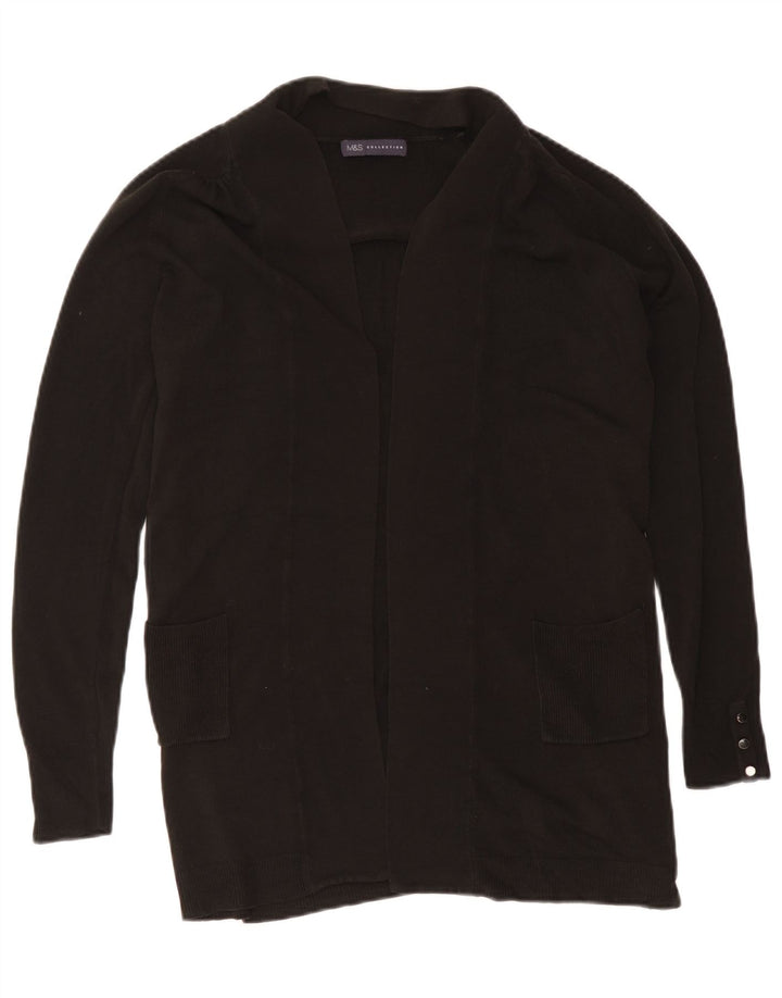 Marks & Spencer Womens Open Cardigan Sweater UK 12 Medium Black Acryl