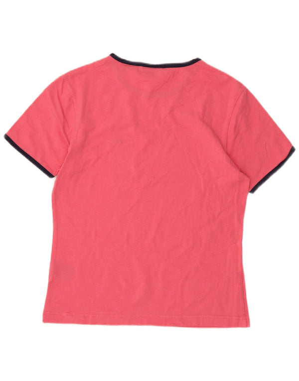 FILA Dame T-Shirt Top UK 12 Medium Pink Bomuld