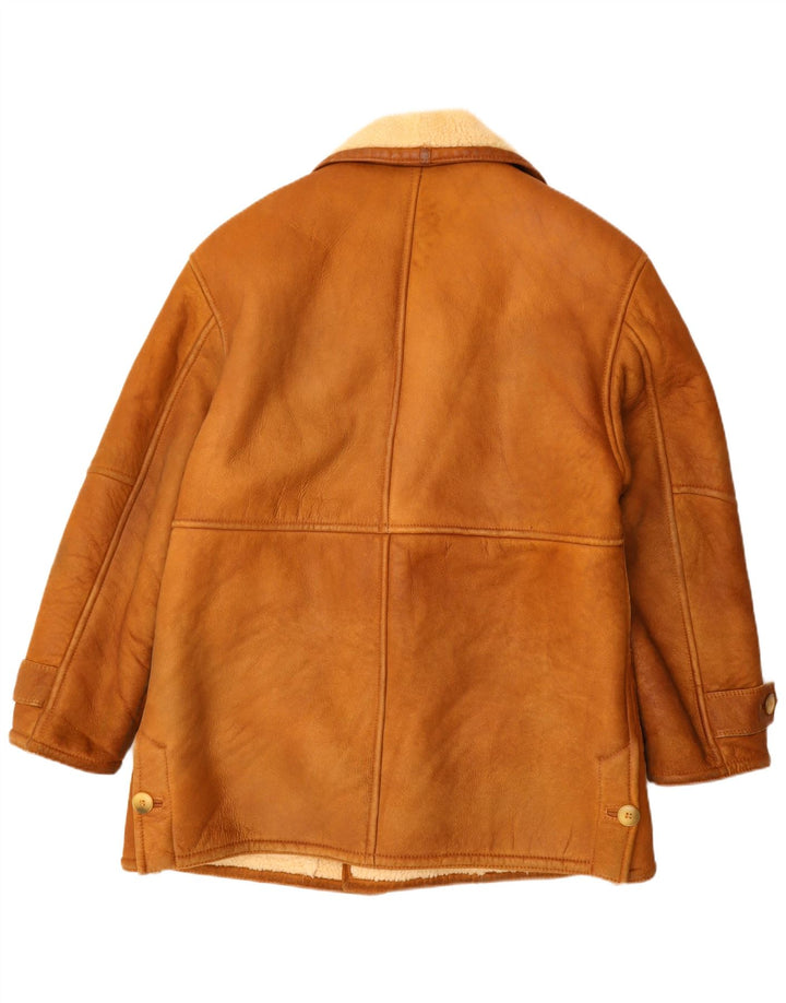 Vintage Herre Dobbeltradet Shearling Jacket UK 42 XL Brun