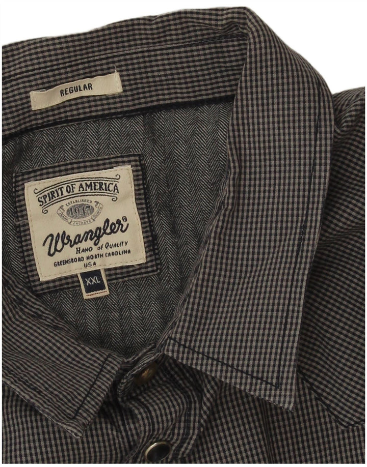 Wrangler Herre Western Regular Fit skjorte 2XL Navy Blue Gingham Cotton