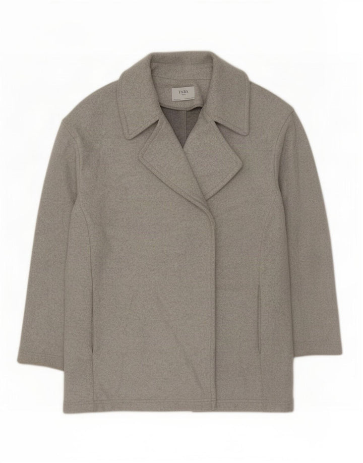 Zara Dame Overfrakke UK 14 Medium Grey Polyester