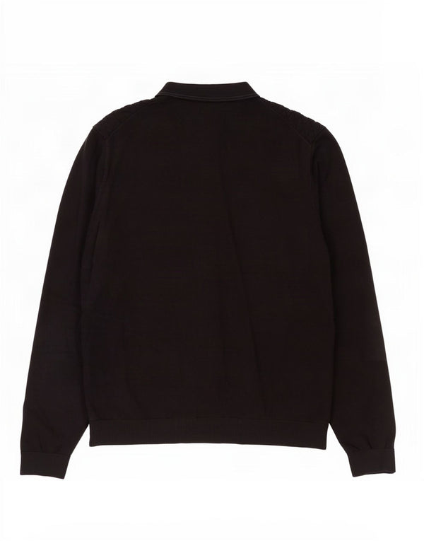 Marks & Spencer Herre Polo Neck Jumper Sweater 2XL Sort Bomuld