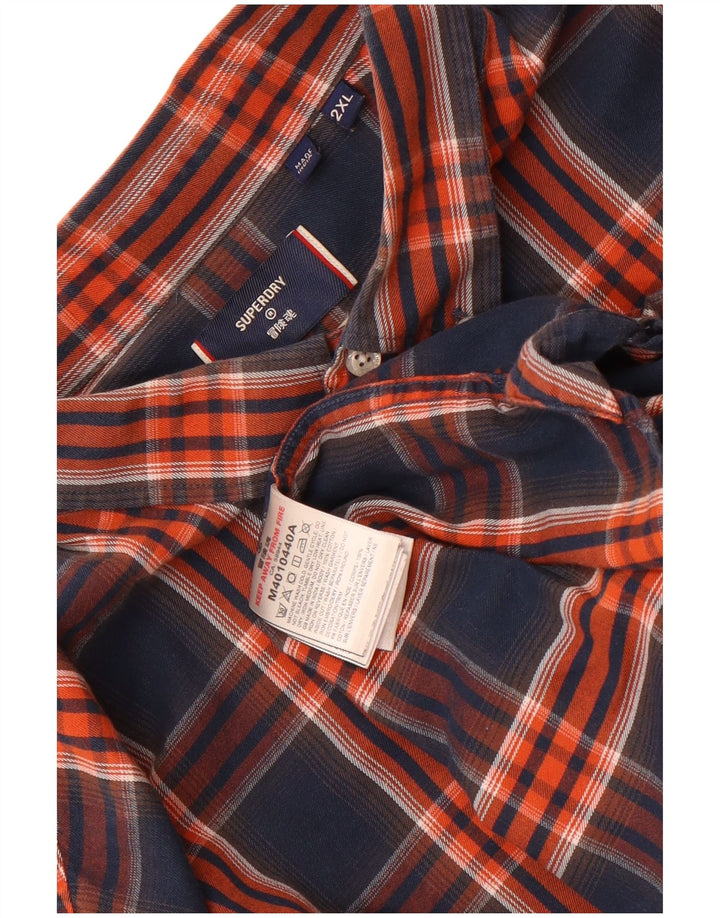 Superdry Flanelskjorte til mænd 2XL marineblå ternet bomuld
