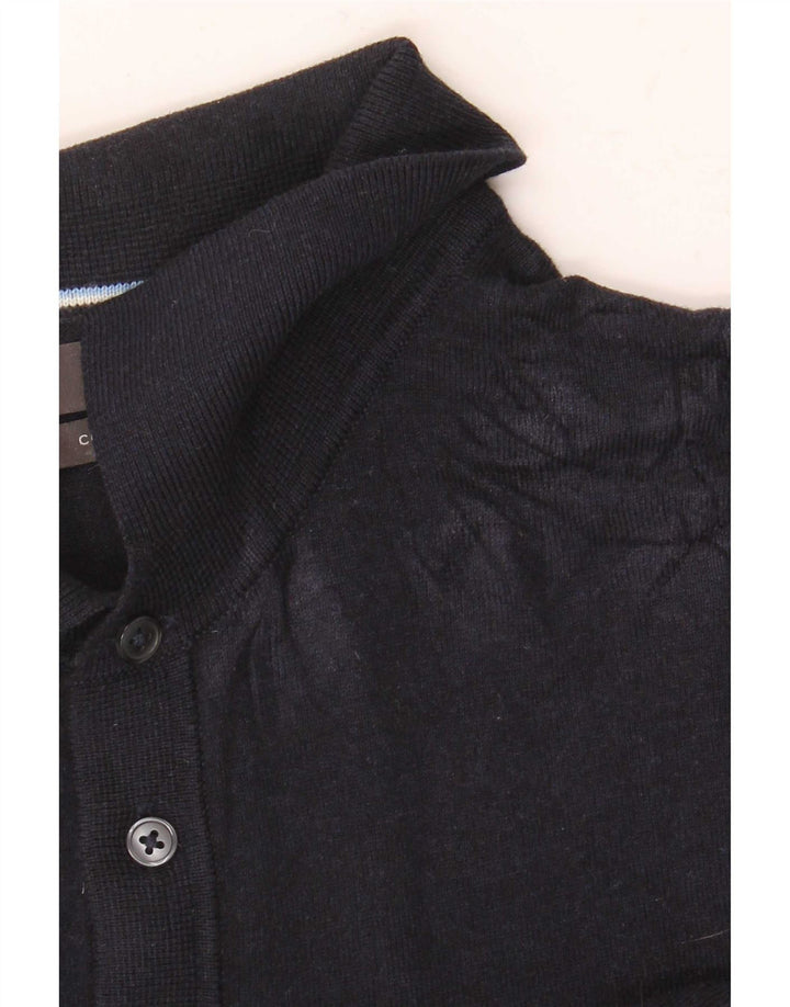 Marks & Spencer Herre Kortærmet Polo Neck Jumper Sweater Medium Navy Blue