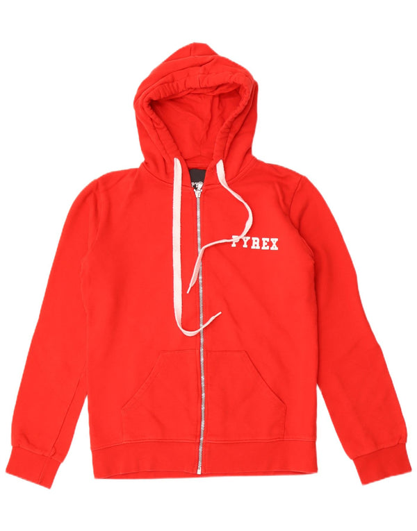Pyrex Womens Graphic Zip Hoodie Sweater UK 14 Medium Red Cotton