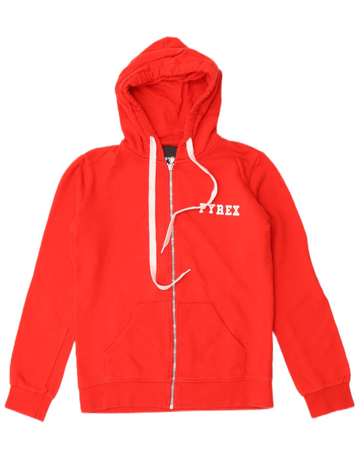 Pyrex Dame Grafisk Hættetrøje Sweater UK 14 Medium Rød Bomuld