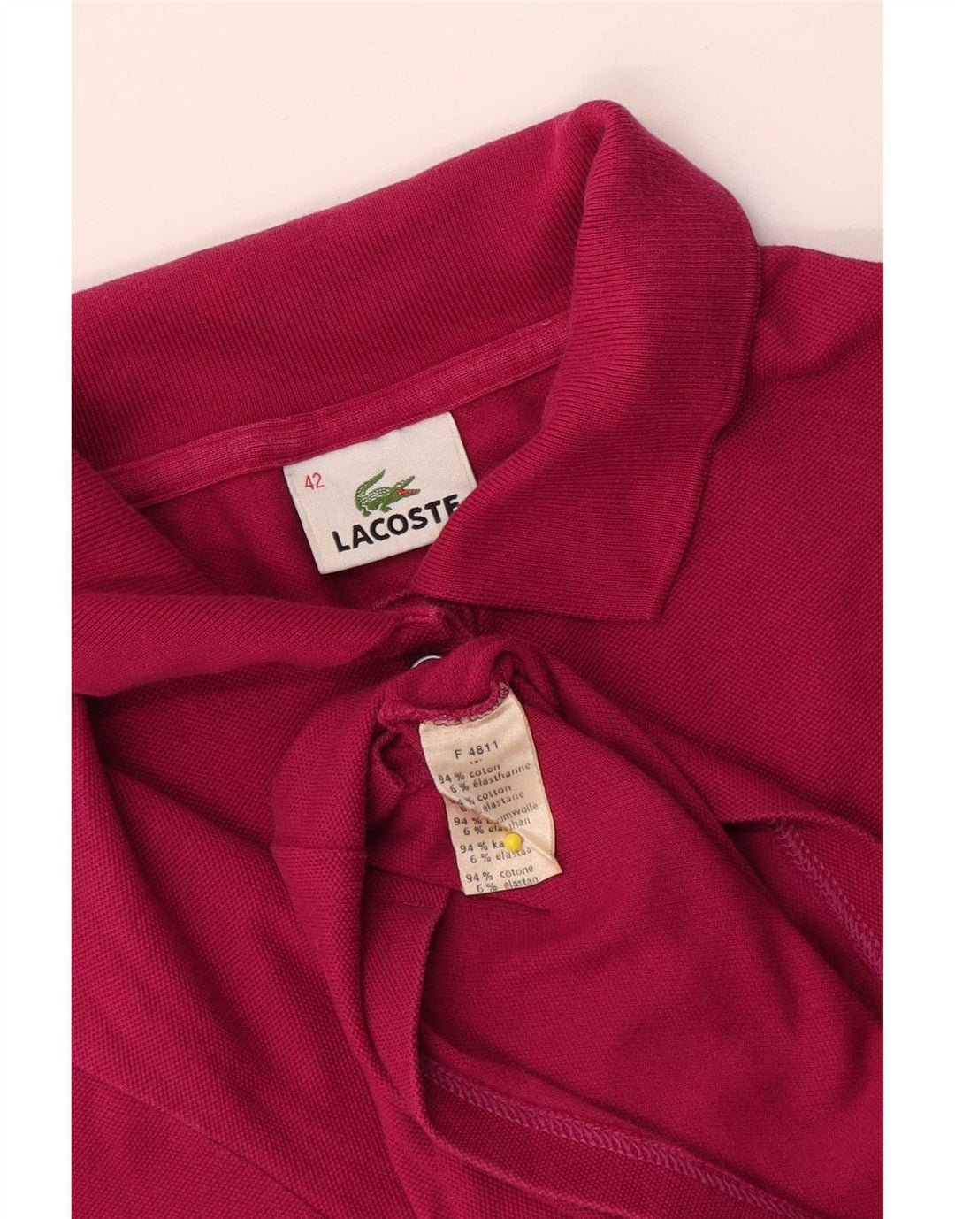 Lacoste Dame Polo Shirt Størrelse 42 Large Bourgogne Bomuld